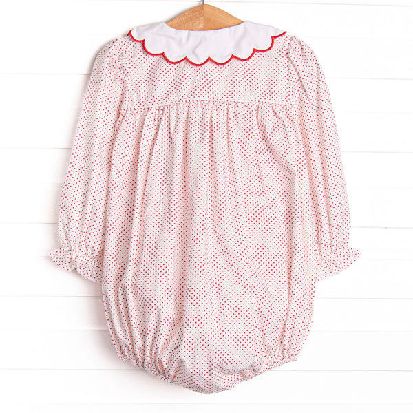 Bleu: Dottie Decor Smocked Long Sleeve Bubble, Red