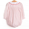 Bleu: Dottie Decor Smocked Long Sleeve Bubble, Red