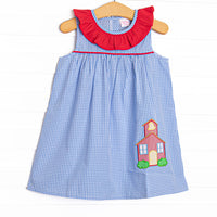 Saved by the Bell Applique Ruffle Dress, Blue