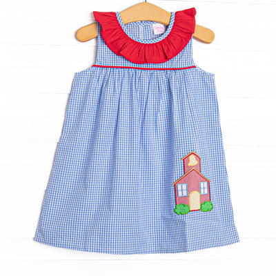 Saved by the Bell Applique Ruffle Dress, Blue