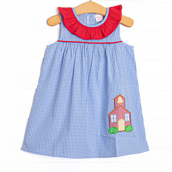 Saved by the Bell Applique Ruffle Dress, Blue
