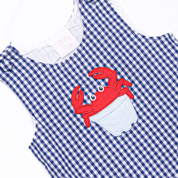 Sand Castle Crab Applique Jon Jon, Blue