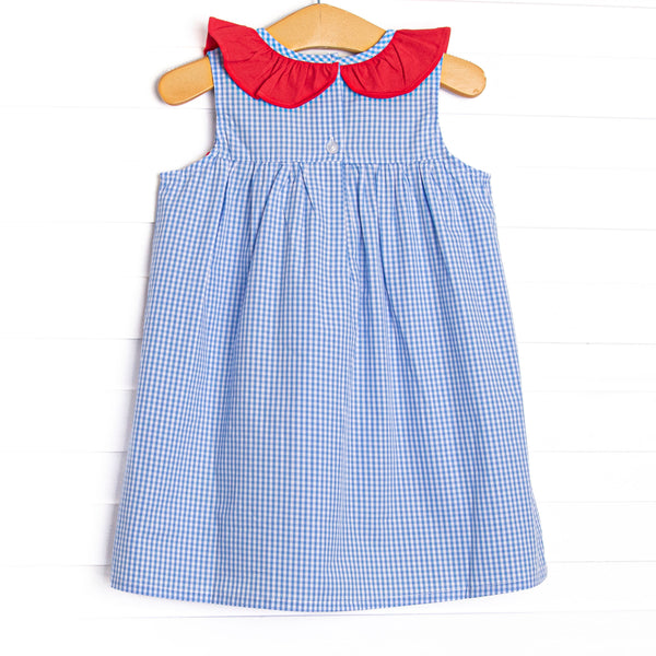Saved by the Bell Applique Ruffle Dress, Blue