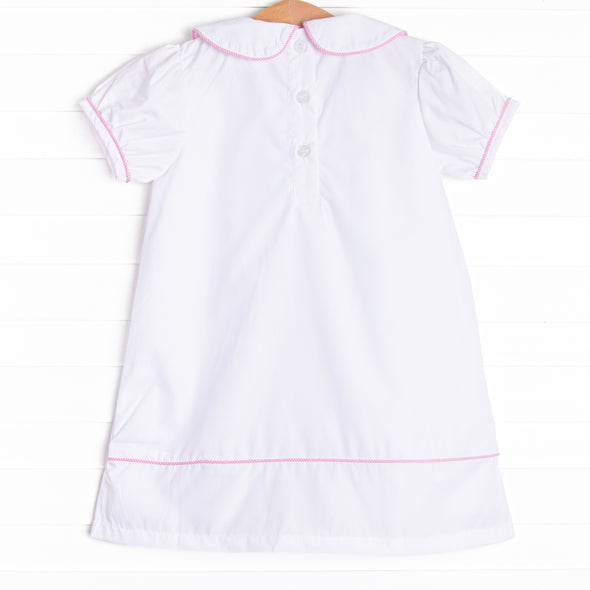 Frosted Pine Applique Dress, White