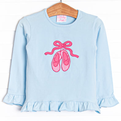 On Pointe Applique Ruffle Top, Blue