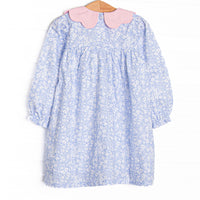 In the Moment Meadow Scalloped Collar Dress, Blue