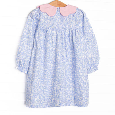 In the Moment Meadow Scalloped Collar Dress, Blue