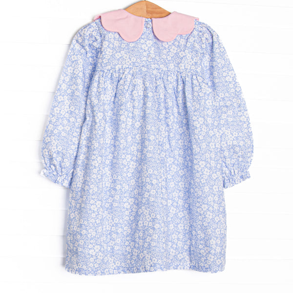 In the Moment Meadow Scalloped Collar Dress, Blue