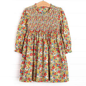 Late Summer Scarlet Smocked Dress, Red