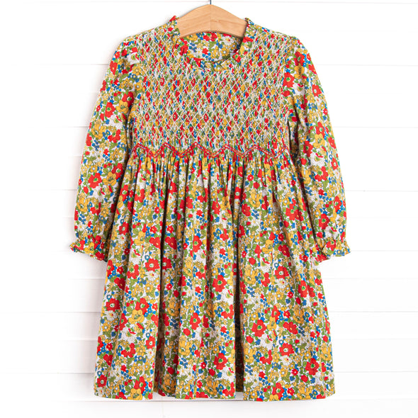 Late Summer Scarlet Smocked Dress, Red