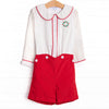 Bleu: Yuletide Tidings Embroidered Short Set, Red