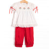 Bleu: Yuletide Tidings Embroidered Pant Set, Red