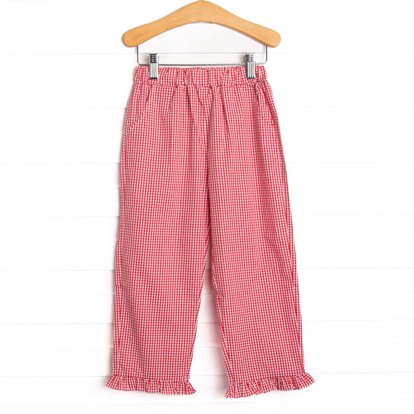 Ally Ruffle Pant, Red Gingham
