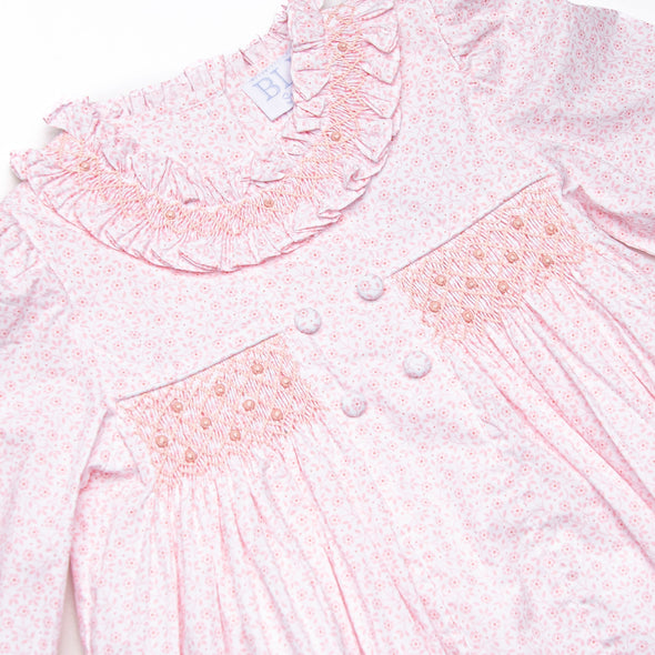 Bleu: Merritt Smocked Long Sleeve Bubble, Pink