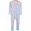 Blue Floral Bamboo Zippy Pajama, Blue