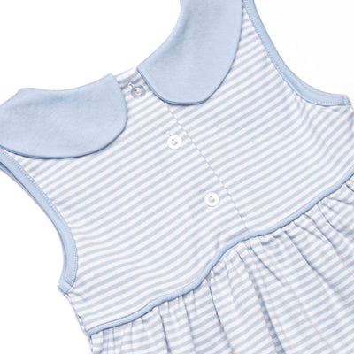 Baseball Pima Embroidered Ruffle Short Set, Blue