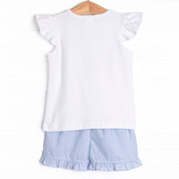 Marlin Marina Smocked Ruffle Short Set, Blue