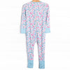 Blue Floral Bamboo Zippy Pajama, Blue