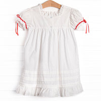 Bleu: Yuletide Tidings Embroidered Dress, White
