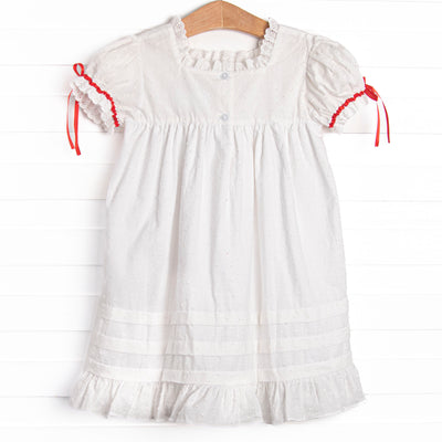 Bleu: Yuletide Tidings Embroidered Dress, White