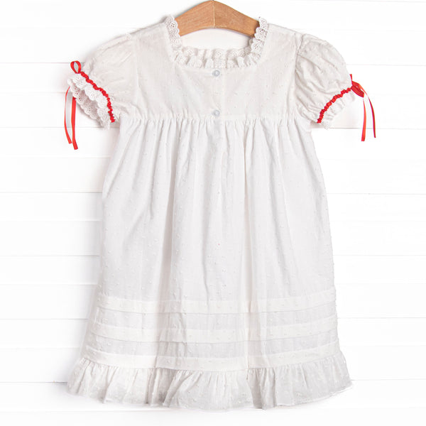 Bleu: Yuletide Tidings Embroidered Dress, White