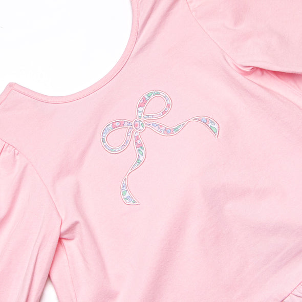 Rosebud Bow Applique Diaper Set, Pink
