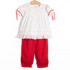 Bleu: Yuletide Tidings Embroidered Pant Set, Red