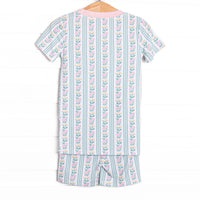 Stems and Stripes Bamboo Pajama Short Set, Green