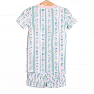 Stems and Stripes Bamboo Pajama Short Set, Green