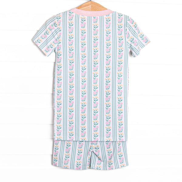 Stems and Stripes Bamboo Pajama Short Set, Green
