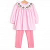 Adorned and Decorated Embroidered Legging Set, Pink
