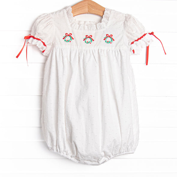 Bleu: Yuletide Tidings Embroidered Bubble, White
