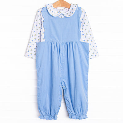 Berry Blue Buds Romper Set, Blue