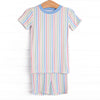 Rainbow Waves Bamboo Pajama Short Set, Blue