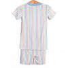 Rainbow Waves Bamboo Pajama Short Set, Blue
