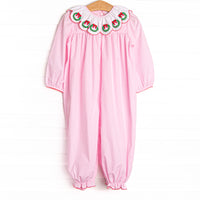 Adorned and Decorated Embroidered Romper, Pink