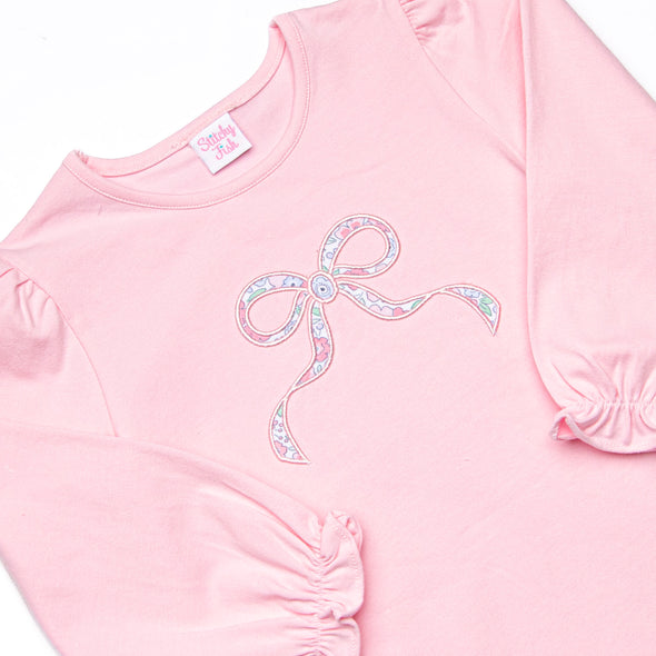 Rosebud Bow Applique Legging Set, Pink