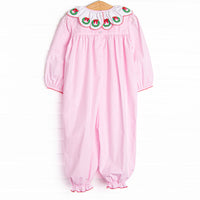 Adorned and Decorated Embroidered Romper, Pink