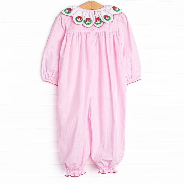 Adorned and Decorated Embroidered Romper, Pink