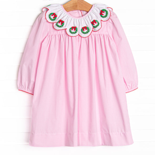 Adorned and Decorated Embroidered Dress, Pink