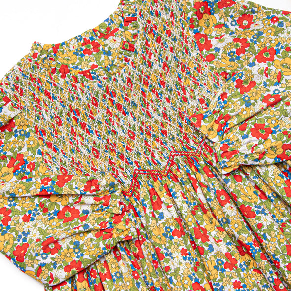 Late Summer Scarlet Smocked Dress, Red