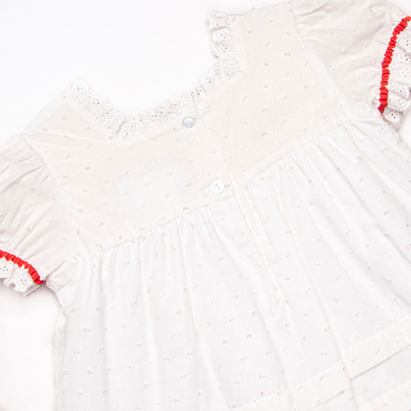 Bleu: Yuletide Tidings Embroidered Dress, White