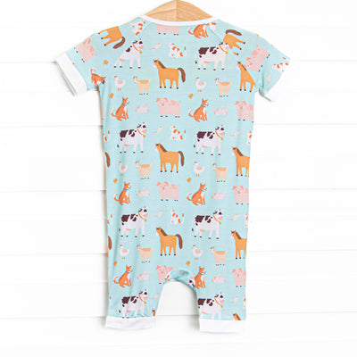 Barnyard Bedtime Bamboo Short Zippy Pajama, Green
