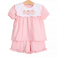 Core Curriculum Applique Ruffle Short Set, Pink
