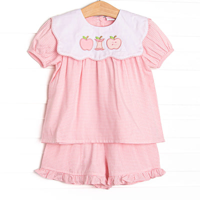 Core Curriculum Applique Ruffle Short Set, Pink