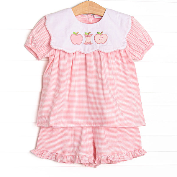 Core Curriculum Applique Ruffle Short Set, Pink