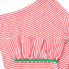 Smocked Santa Ruffle Lounge Set, Red Stripe