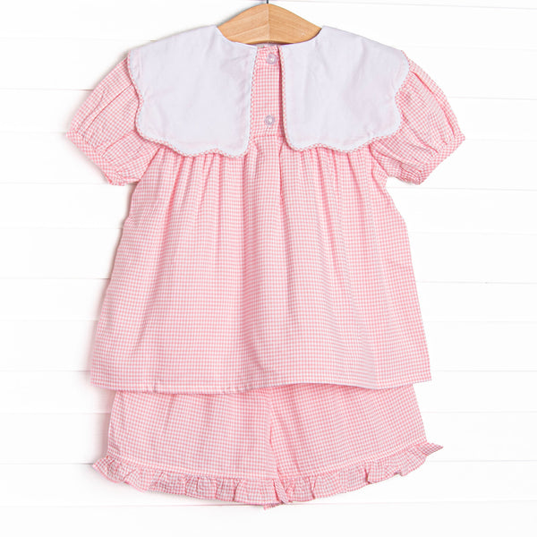 Core Curriculum Applique Ruffle Short Set, Pink