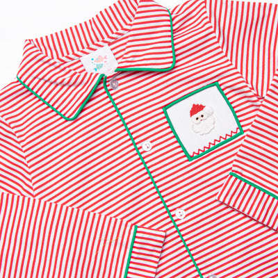 Smocked Santa Lounge Set, Red Stripe