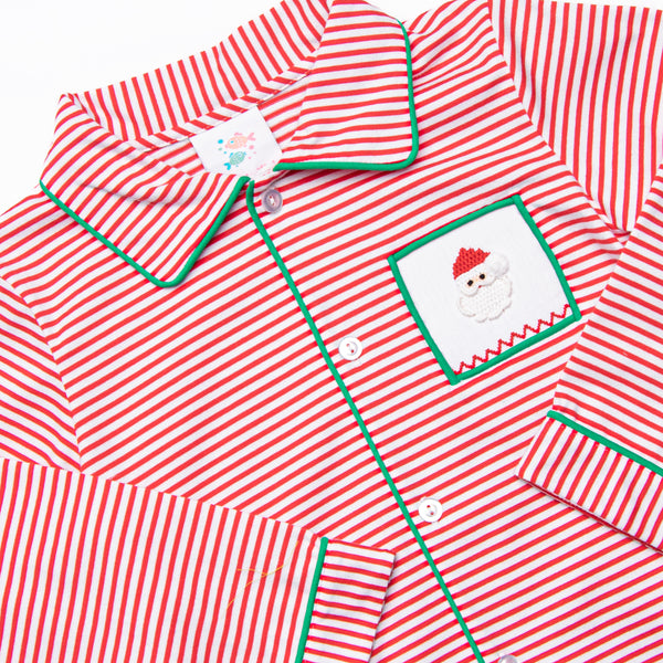 Smocked Santa Lounge Set, Red Stripe